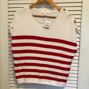 NWT Nautical, July 4th, BRIT.NY White/red Cotton Knit Top